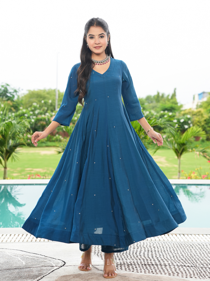 TRIVENI MUL CHANDERI ANARKALI SET