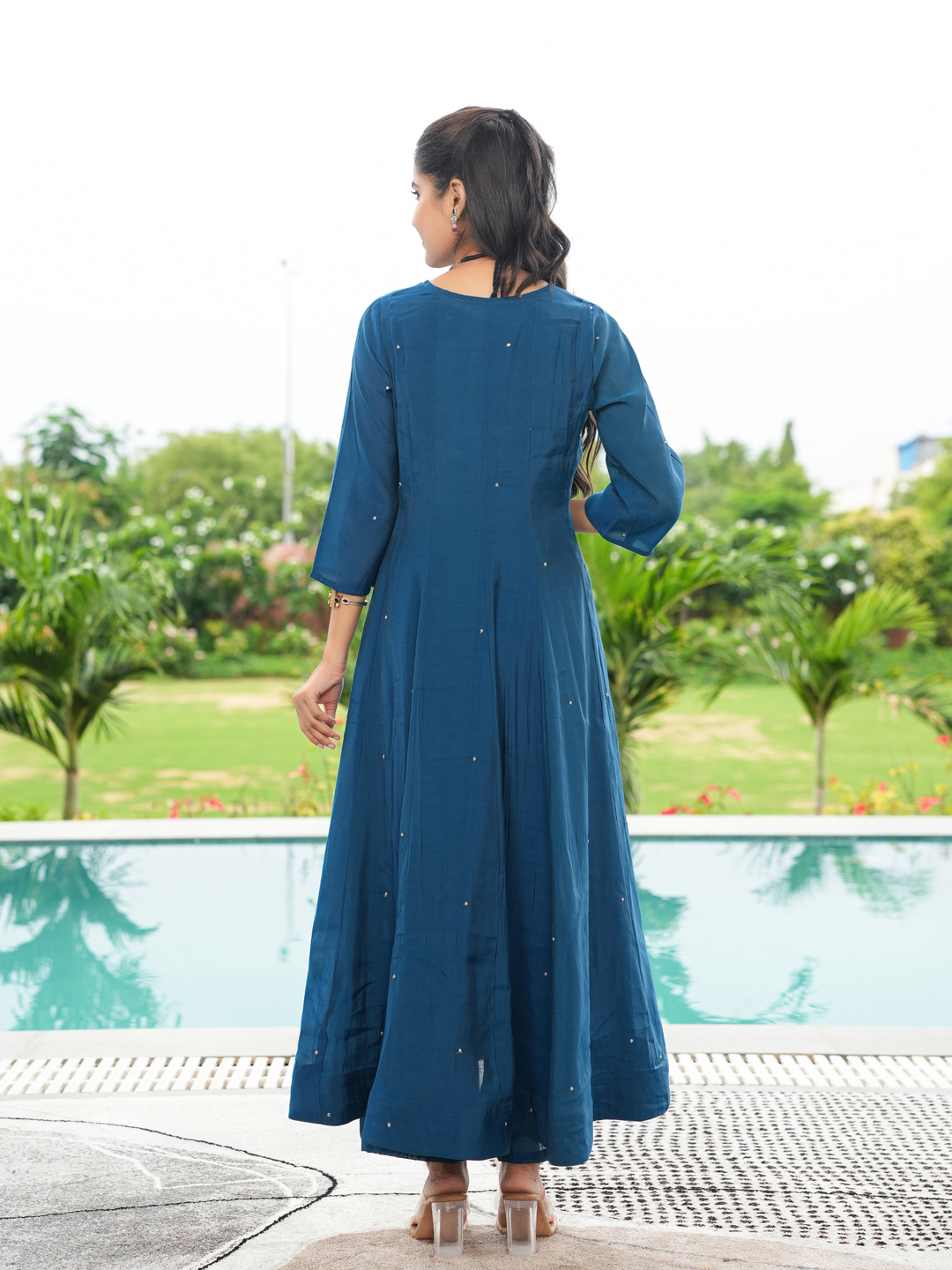 TRIVENI MUL CHANDERI ANARKALI SET