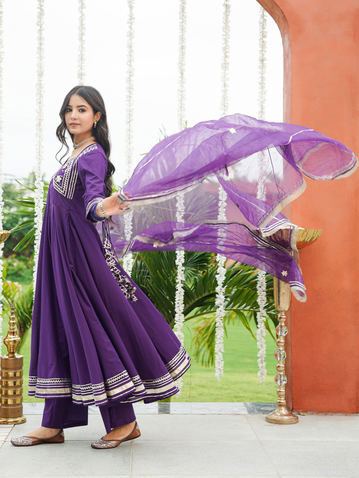 AANGI PURPLE GOTA ANARKALI SET