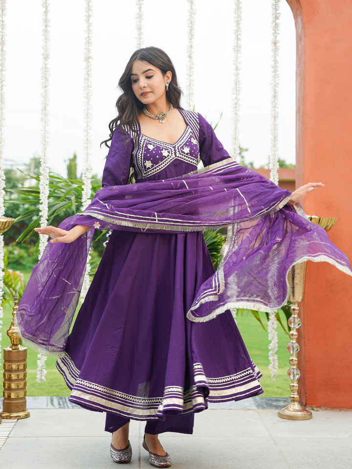 AANGI PURPLE GOTA ANARKALI SET