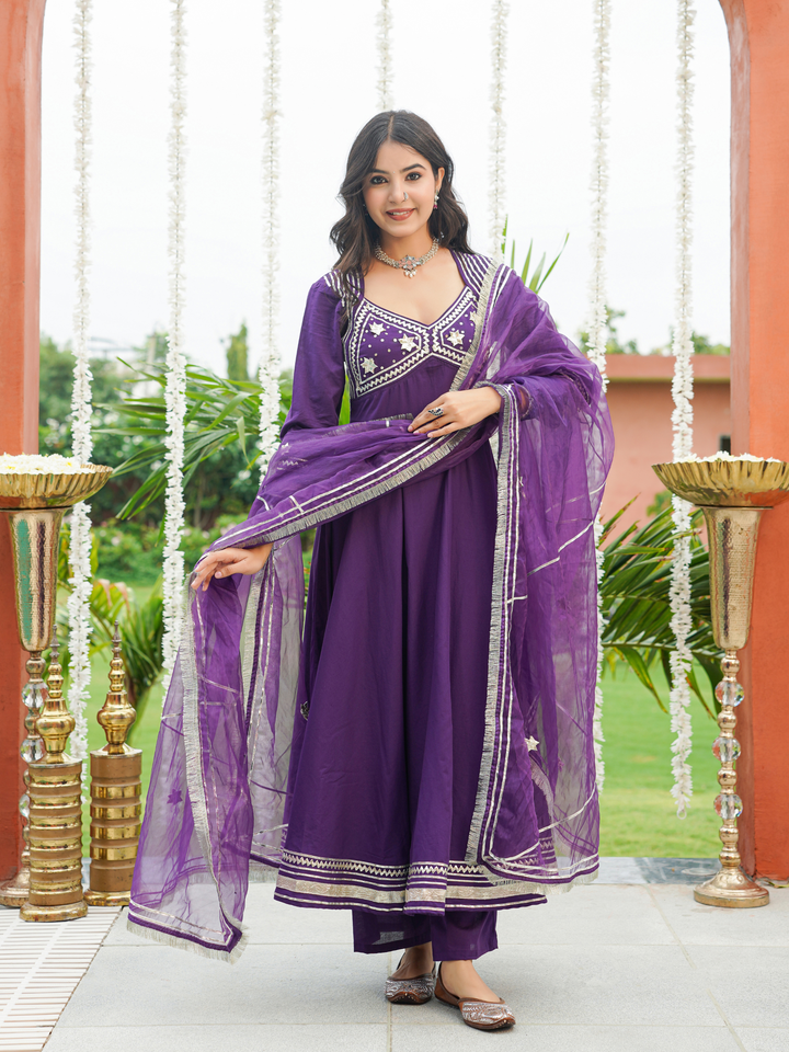 AANGI PURPLE GOTA ANARKALI SET