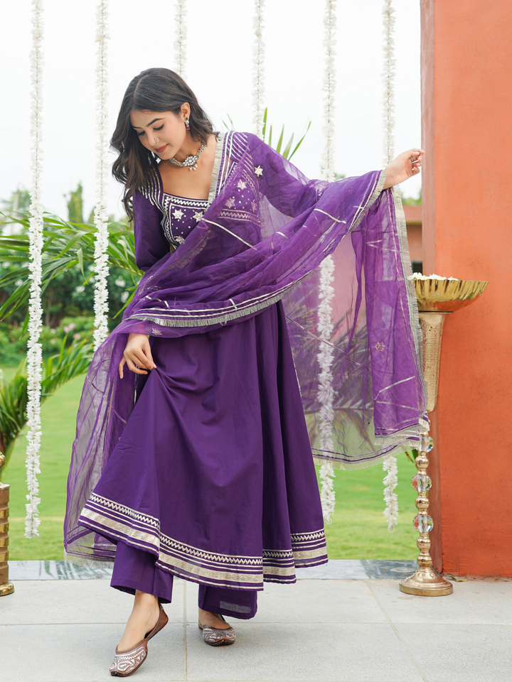 AANGI PURPLE GOTA ANARKALI SET