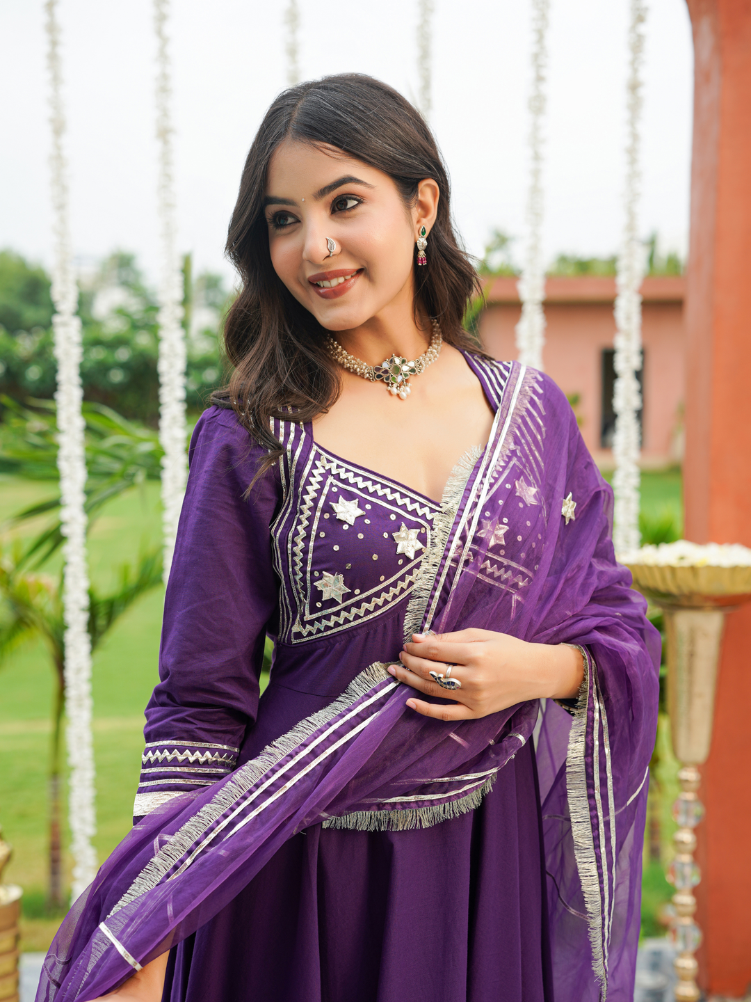 AANGI PURPLE GOTA ANARKALI SET