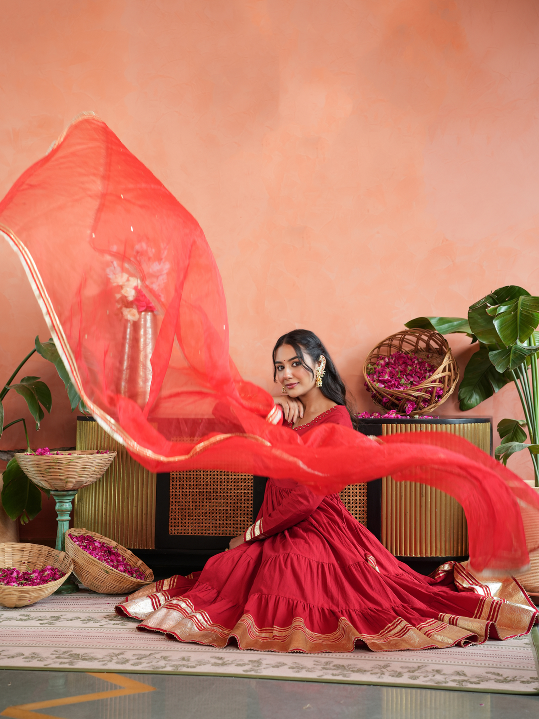 MEHRUN TIERED GOTA ANARKALI SET