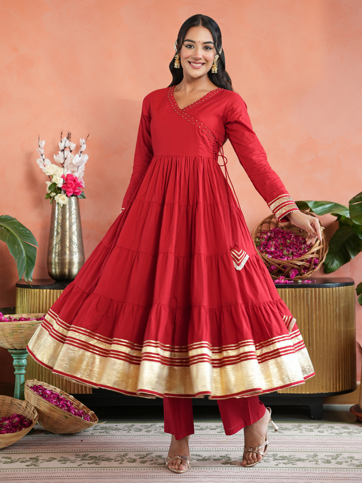 MEHRUN TIERED GOTA ANARKALI SET