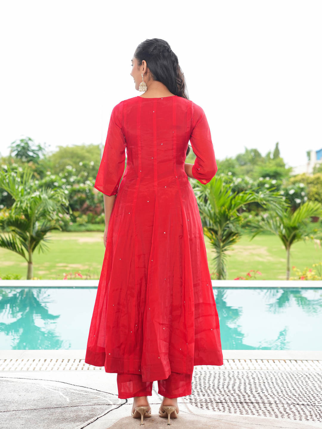 SURKH MEHER ZARI ANARKALI SET