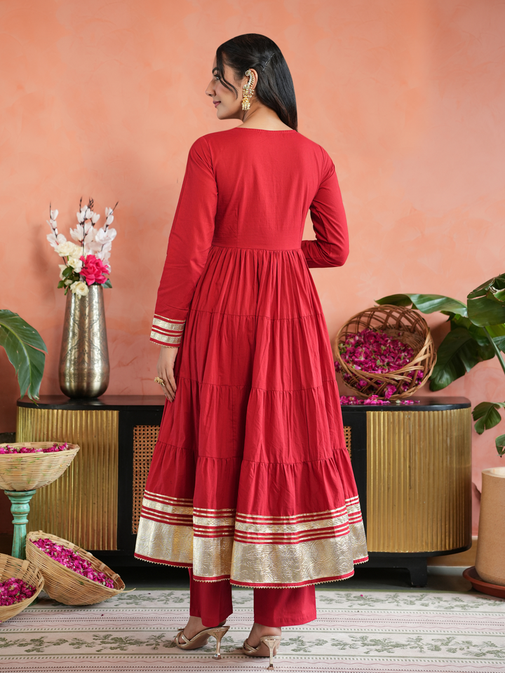 MEHRUN TIERED GOTA ANARKALI SET