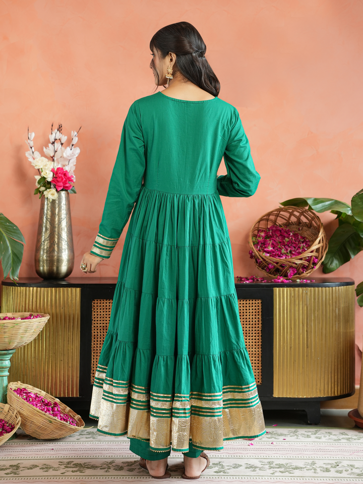 HARA TIERED GOTA ANARKALI SET