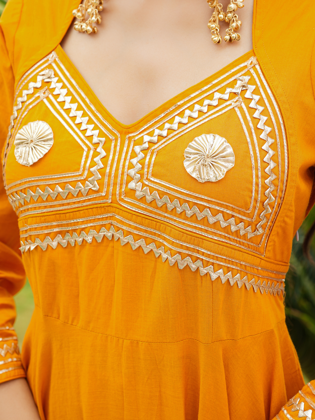 PILAARI MUSTARD GOTA ANARKALI SET