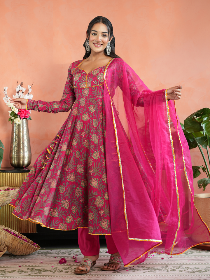GULNAAR PRINTED ANARKALI SET