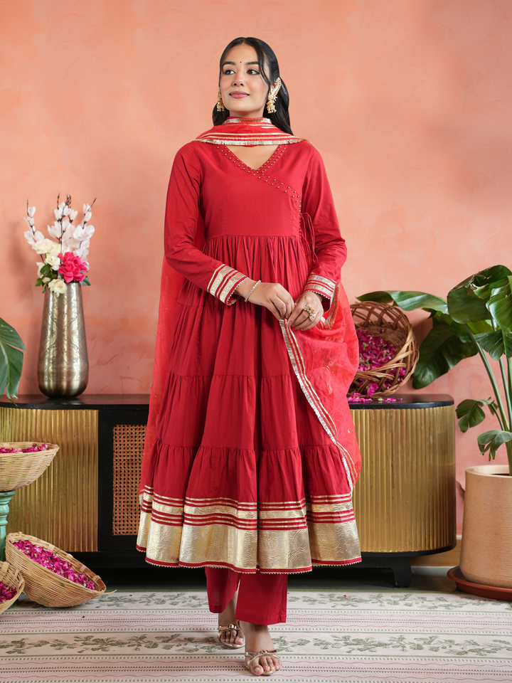MEHRUN TIERED GOTA ANARKALI SET
