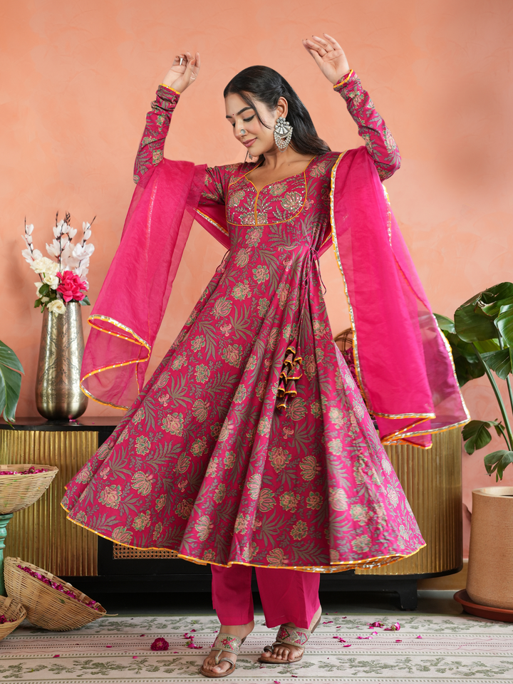 GULNAAR PRINTED ANARKALI SET