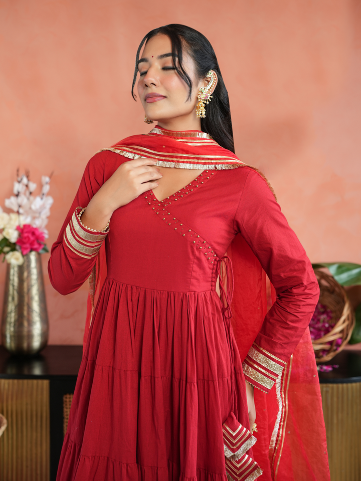 MEHRUN TIERED GOTA ANARKALI SET