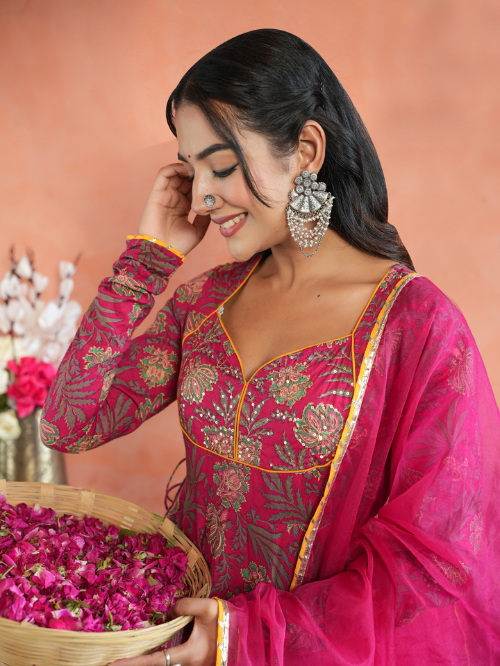 GULNAAR PRINTED ANARKALI SET