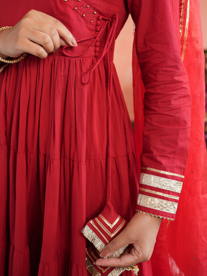 MEHRUN TIERED GOTA ANARKALI SET