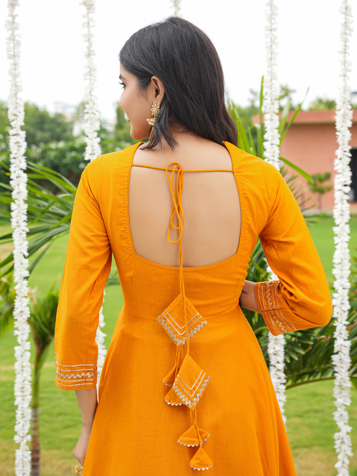 PILAARI MUSTARD GOTA ANARKALI SET
