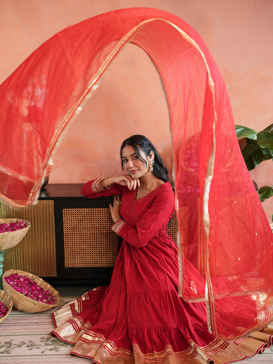 MEHRUN TIERED GOTA ANARKALI SET